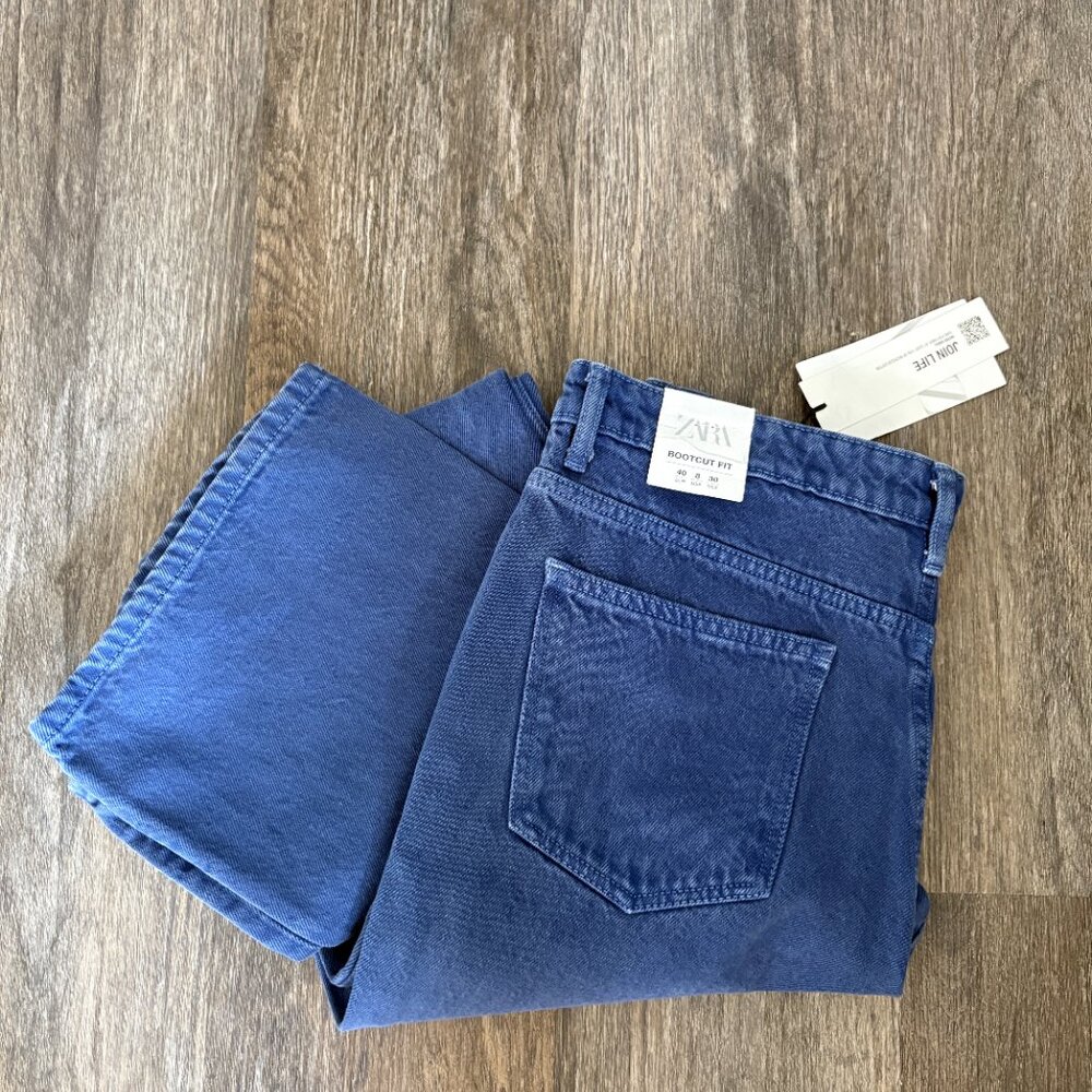 ZARA Bootcut Fit Ladies Blue Dyed Denim Jeans sz 8 US 40 EUR   NWT NEW - Picture 5 of 5